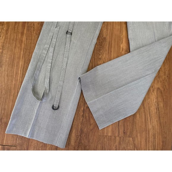 Akris Punto Gray Pinstripe High Rise Wide Leg Pants 8/ 32" X 30" Side Zip Belt - Picture 4 of 16